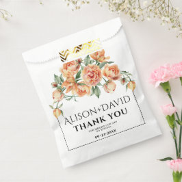 Bolsa De Papel Elegantes flores de melocotón y boda de tipografía