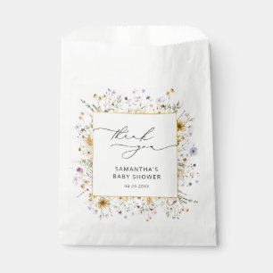 Bolsa De Papel Elegantes Flores Silvestres Baby Shower Gracias Po
