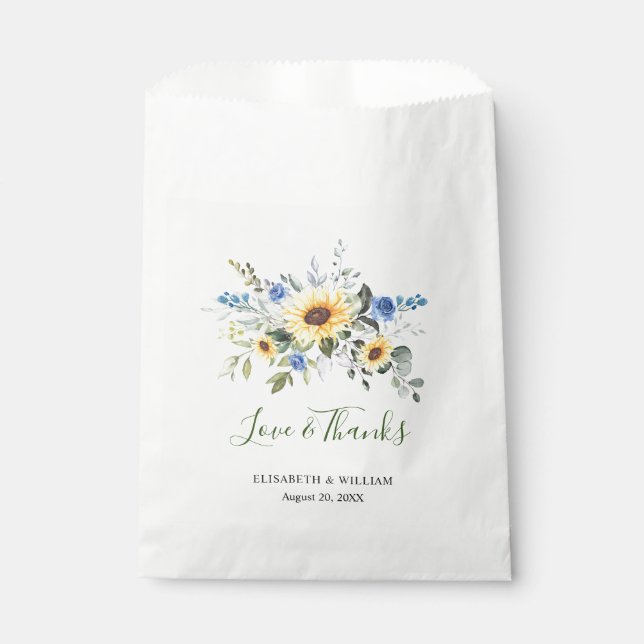 Bolsa De Papel Elegantes girasoles Eucalyptus Greenery Boda (Anverso)