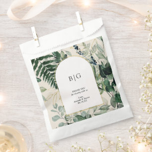 Bolsa De Papel Elegantes hojas botánicas beige boda gracias
