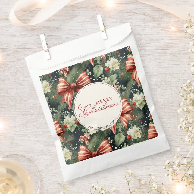 Bolsa De Papel Elegantes Navidades Cheer Candy Cane Bows Personal (Cortado)