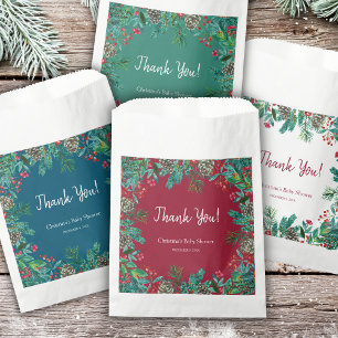 Bolsa De Papel Elegantes Navidades de acuarela Baby Shower Red