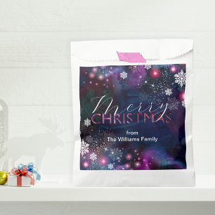 Bolsa De Papel Elegantes Navidades de copos de nieve rosa de mage