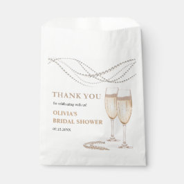 Bolsa De Papel Elegantes Perlas y Prosecco Ducha Bridal Gracias