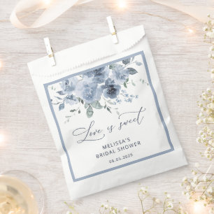 Bolsa De Papel Elegantes Rosas azul turbulento ducha de novia