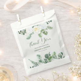 Bolsa De Papel Elegantes rosas blancas y vegetación