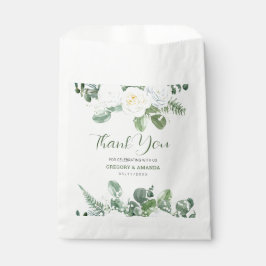 Bolsa De Papel Elegantes rosas blancas y vegetación