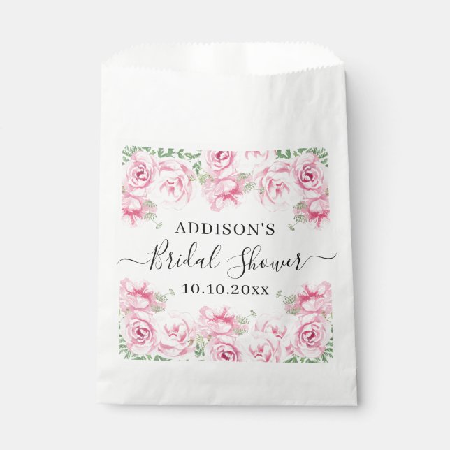Bolsa De Papel Elegantes Rosas de acuarela ducha de novia (Anverso)