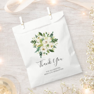 Bolsa De Papel Elegantes Rosas Florales Blancas Graduadas Gracias