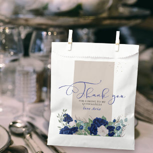 Bolsa De Papel Elegantes Rosas Royal Blue y Ivory Gracias