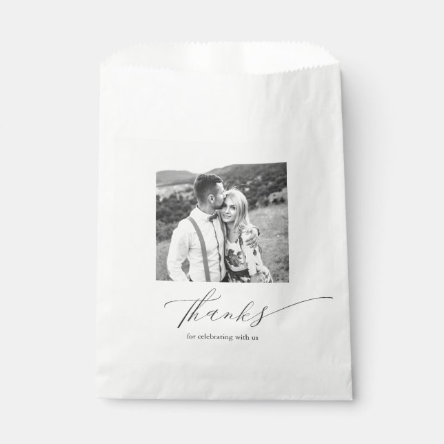 Bolsa De Papel Elegat Calligraphy Photo Boda Gracias (Anverso)