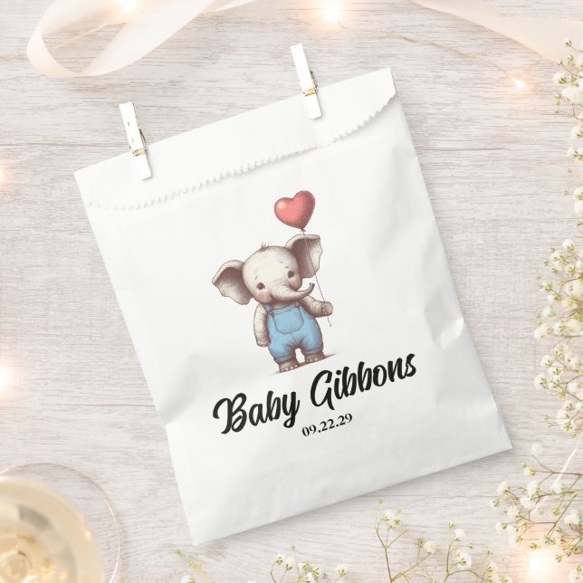 Bolsa De Papel Elephant Baby Shower (Cortado)