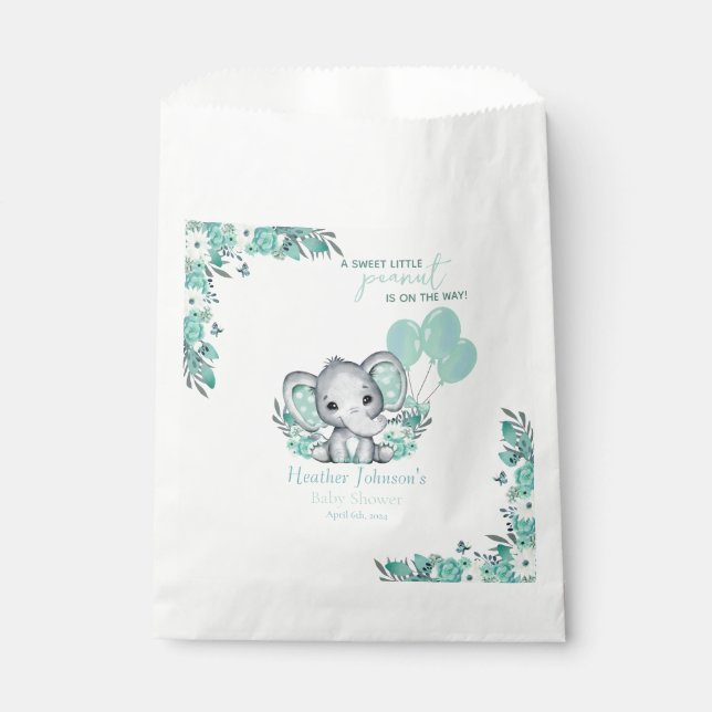 Bolsa De Papel Elephant Neutral Baby Shower (Anverso)
