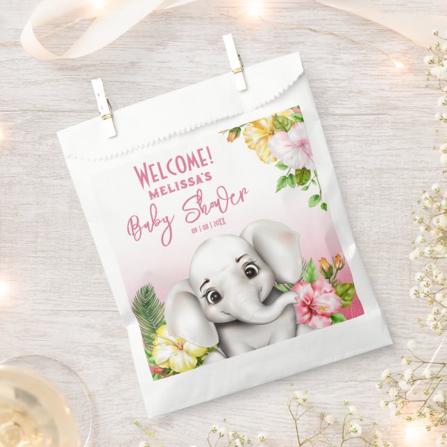 Bolsa De Papel Elephant Safari Tropical Jungle Baby Shower (Cortado)