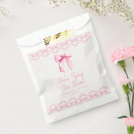 Bolsa De Papel Ella Está Atando El Nudo Rosa Arco Bodas