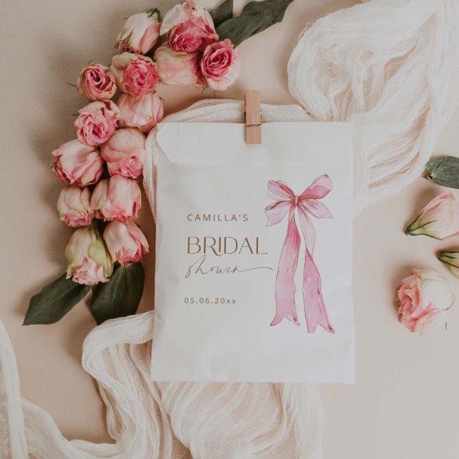 Bolsa De Papel Ella está atando la ducha de novias de vaca rosa K (Subido por el creador)