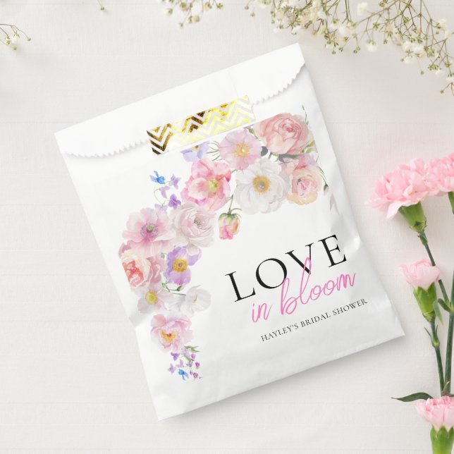 Bolsa De Papel Eloise Pink Floral Love In Bloom Bridal Shower (Sellado)
