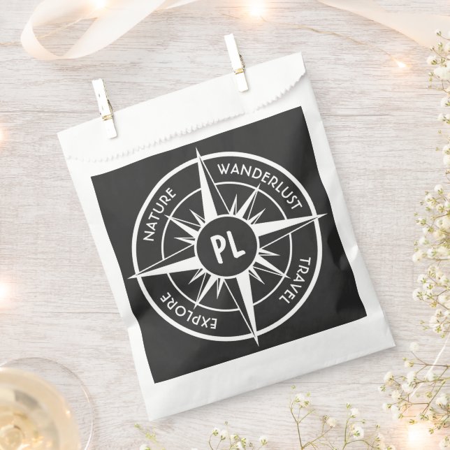 Bolsa De Papel Emblema de la estrella de la brújula monograma bla (Cortado)