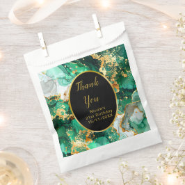 Bolsa De Papel Emerald Green and Gold Marble Agate Birthday Party