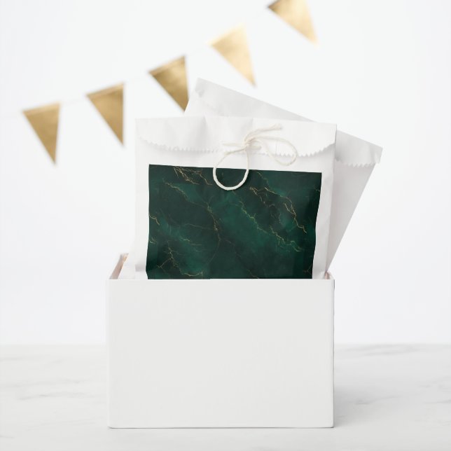 Bolsa De Papel Emerald Green and Gold Marble Texture Luxury (Fiesta)