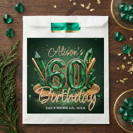 Bolsa De Papel Emerald Green Gold Gemstone 60th Birthday Party