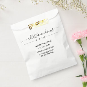 Bolsa De Papel Empaquetado De Negocio Artesanal Cursiva Blanco Y 