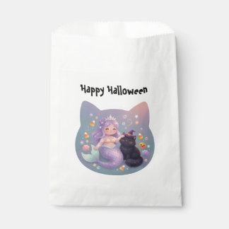 Bolsa De Papel Encanto de Halloween de Sirena y Gato