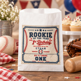 Bolsa De Papel Entrada de béisbol Crochet Cumpleaños 1er bebé niñ