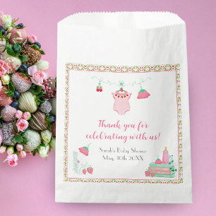 Bolsa De Papel Equipo Para Bebé De Fresa Con Baby Shower Patrón