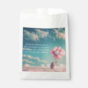 Bolsa De Papel Erizo lindo con globos de cumpleaños, personalizab