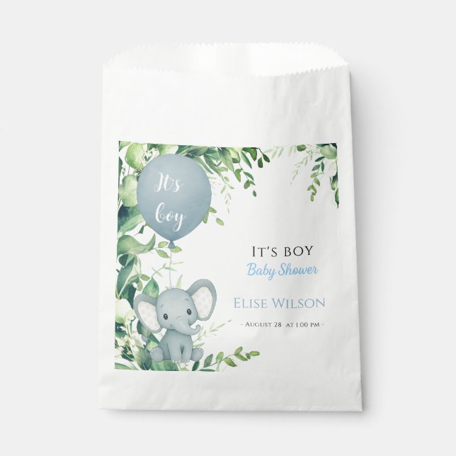Bolsa De Papel ¡Es chico! Bebé de elefante lindo con globo (Anverso)