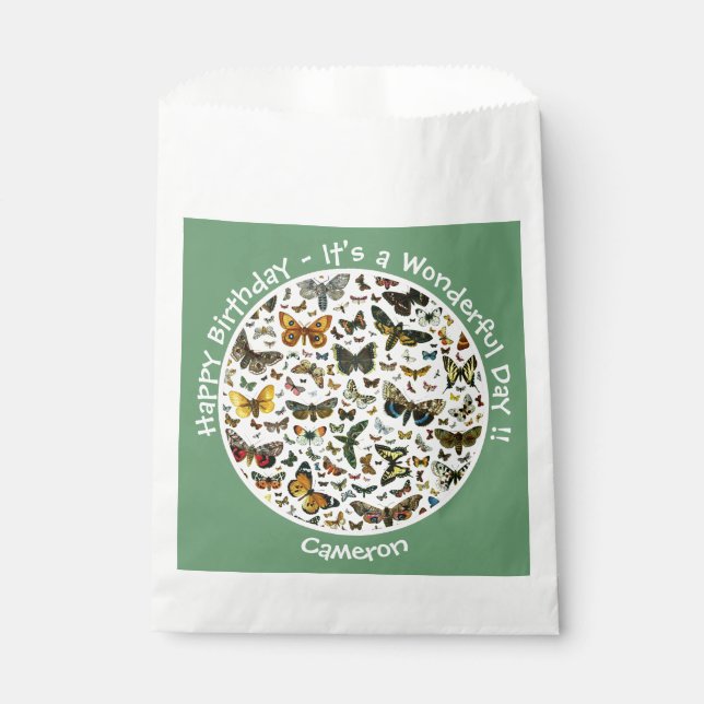 Bolsa De Papel Es el cumpleaños de la mariposa, artículos para el (Anverso)