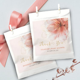 Bolsa De Papel Es un Baby Shower moderno con flores de oro rosado