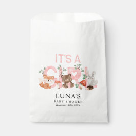 Bolsa De Papel Es un Baby Shower rosado Chica de Woodland