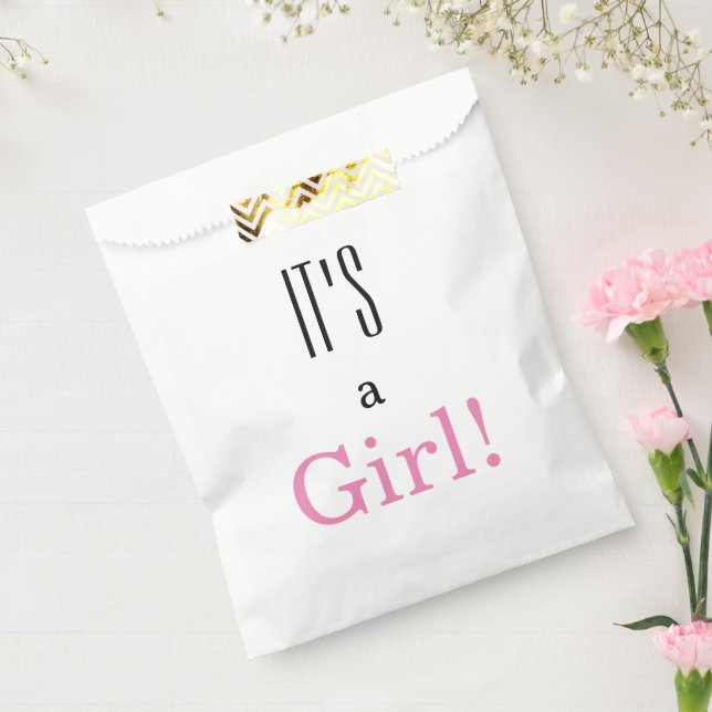 Bolsa De Papel ¡Es un Chica! Bolsa de Baby Shower Party Favor (Sellado)