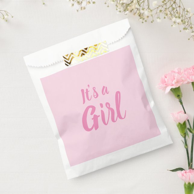Bolsa De Papel Es un Chica, una ducha de bebé rosa claro, revelac (Sellado)