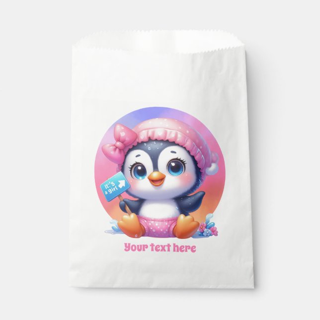 Bolsa De Papel Es un pingüino de personalizable de bebé chica (Anverso)
