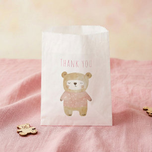 Bolsa De Papel Es una Chica acuarela linda Baby Shower rosa oso