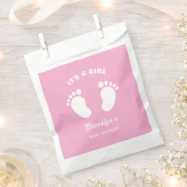 Bolsa De Papel Es Una Chica Divertida Baby Shower De Moda Rosa Bl (Cortado)