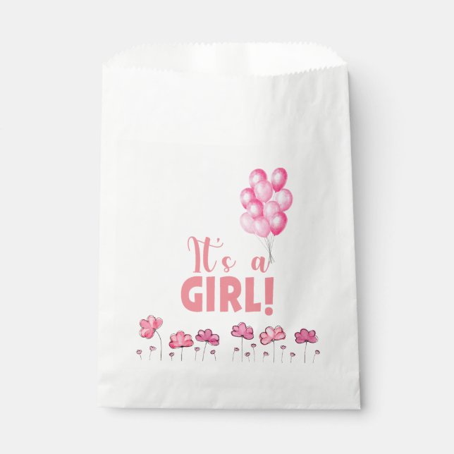 Bolsa De Papel Es una ducha de bebé para niña (Anverso)