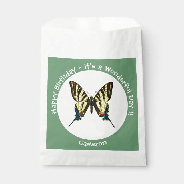 Bolsa De Papel Es una escarpada fiesta de cumpleaños de mariposas (Anverso)