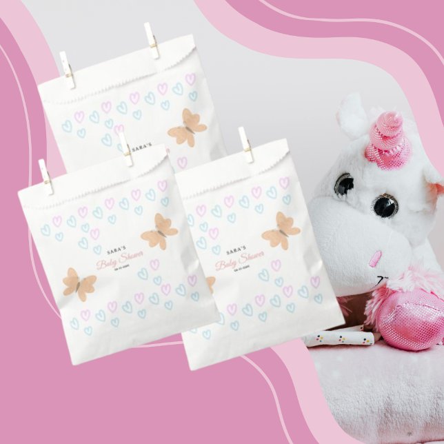 Bolsa De Papel Es una niña Mariposas dibujadas a mano Cumpleaños  (It's a Girl Cute handdrawn school watercolor Baby Shower Favor Bags/wight color.
For more advanced c)