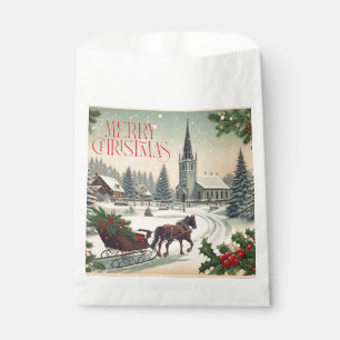 Bolsa De Papel Escena clásica/vintage de Navidad