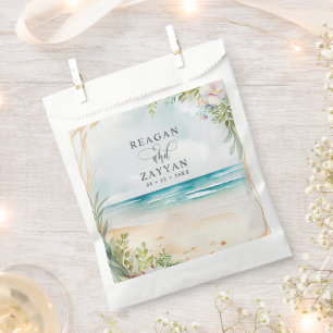 Bolsa De Papel Escena de boda de verano en la playa con acuarela