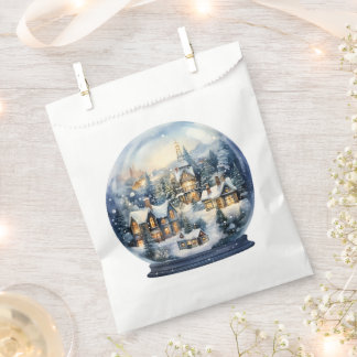 Bolsa De Papel Escena de Casas de Invierno Nevado Globo de Nieve