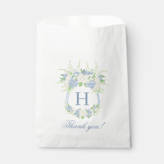 Bolsa De Papel Escudo de hidrangea azul y blanca (Anverso)
