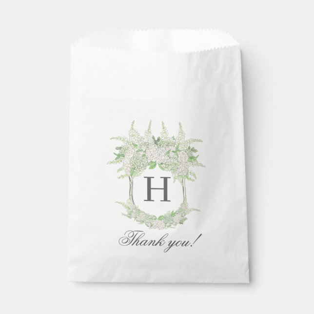 Bolsa De Papel Escudo de hidrangea blanca y verde acuarela (Anverso)