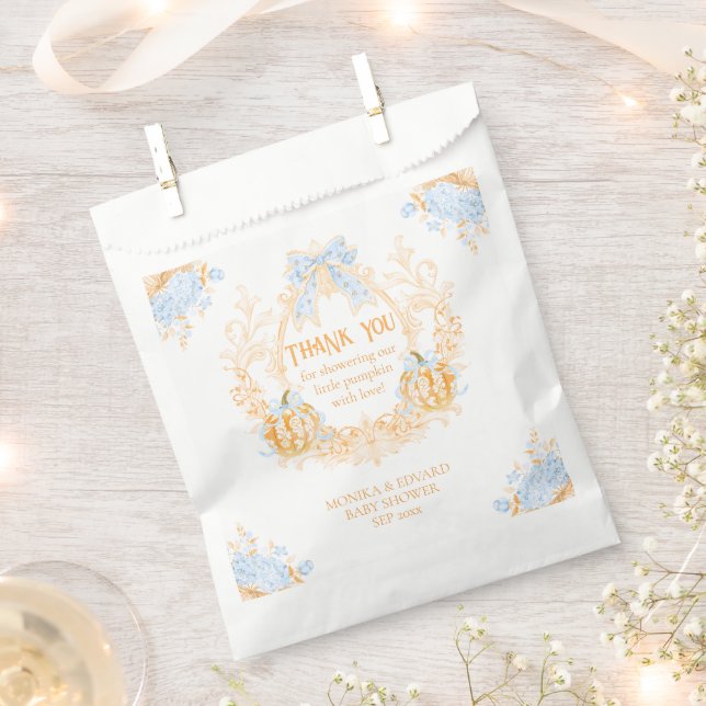 Bolsa De Papel Escudo de toile de calabaza Elegant Boy Baby Showe (Cortado)