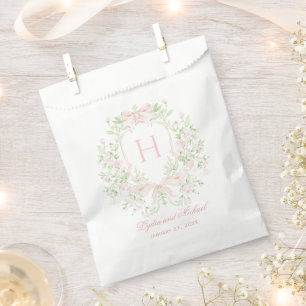 Bolsa De Papel Escudo dulce con arcos rosados   Boda de monograma