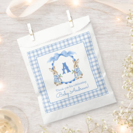 Bolsa De Papel Escudo Monograma de Blue Bunny Rabbit Gingham